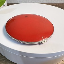 Vintage Red Painted Metal COMPACT, PANCAKE Shape picture