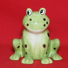 Tooth Brush Stand Frog Figurine 3 Hole Green Ceramic Hand Painted picture