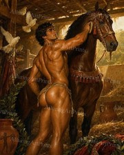 Fantasy Male Model Photo Print Muscular Handsome Shirtless Hunk Abs  -J49 picture