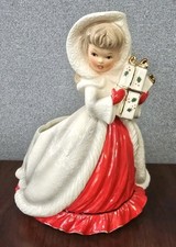 VTG Parma 1950s Ceramic Christmas Shopper Girl Planter Japan Rare Mid Century picture