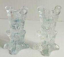 Crystal Glass Tree Bark Candleholders picture