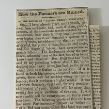 How the Farmers are Ruined Inordinate Rentals 1844 London Clipping SAI5-1 picture