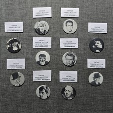 Lot of 10 Vintage Celebrity Movie Star Actor Photo Pinback Buttons Pins picture
