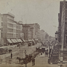 Carbutt  Stereoview Chicago State St. South from Lake 1860's Victorian Era Photo picture