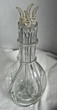 Vintage French 4-Chamber Glass Liqueur Decanter Barware Fait Main 4-Spout picture