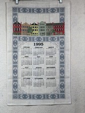 Vintage 1995 Calendar Tea Towel Row Houses Colonial Cottagecore 27x17 picture