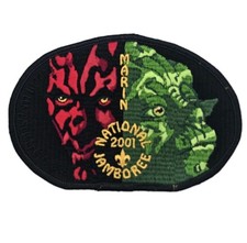 2001 BSA Boy Scout Jamboree Patch Marin Council Yoda Darth Maul Star Wars Black picture