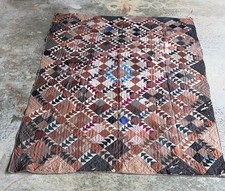 Antique 1800s Victorian Satin flying geese quilt picture