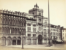 CARLO PONTI - 1860s St Mark's Clock Tower Large Format Venice Albumen Photo picture