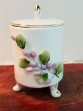 Vanity Container, Porcelain w/ Purple Flowers Vintage picture