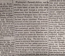 1825 George Washington Farewell Address Conspiracy Hamilton NH Newspaper picture
