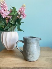 Vintage Stoneware Jug Pitcher 4.5 '' Brown Gray Speckled Signed Pottery picture