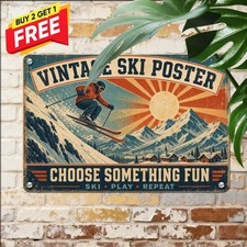 Funny Skiing Life Quote Tin Sign Rustic Alpine Cabin Metal Wall Art Plaque picture