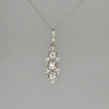 Vintage Style Diamond 3-Stone Drop Pendant Necklace 14K Two-Tone Gold Plated 18' picture