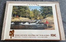 Toledo, IA-Iowa State Bank Wall Calendar Vintage 1980 Fishing Scene 10.75” X 8” picture