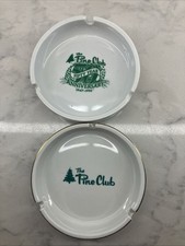 Vtg The Pine Club Marketing Ceramic White Ashtray Dayton Ohio Set Of 2 picture