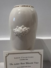 Lenox Rose Blossom Vase Fine China 24K Gold Trim Floral Ivory Vase w/ COA picture