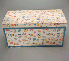 Vintage 1950s 1960s Padded Vinyl Toy Chest Box MCM Mid Century Nursery Storage picture