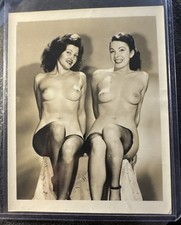 Vintage 1950's Girlie PIN UP Photo Risque B&W Original Nude  2 Women picture
