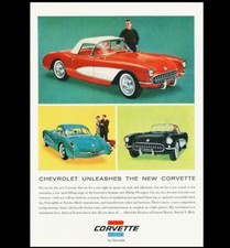 1956 Corvette PHOTO Art Ad Advertisement Pic Sign Chevrolet Chevy Sports Car V8 picture