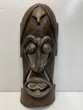 Vintage African Tribal Wooden Jambo Kenya Mask Hand Carved, Wall Decor 19” Tall picture