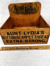 antique box advertising sewing store display Aunt Lydia's thread original 1900 picture
