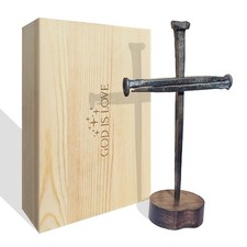 Passion of Jesus Christ Crucifixion Nail Metal Cross,Jesus Christ Tabletop Cr... picture