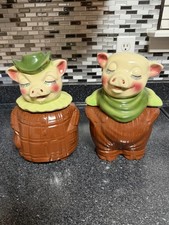 1940s Shawnee Smiley & Winnie Pig Cookie Jar Banks Selling as a Pair. picture