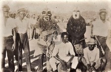 Belgian Congo Africa Ethnic Natives Tribe Masks c1928 RPPC Photo Postcard COPY picture