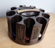Vintage E.S. Lowe Poker Chip Carousel Caddy Revolving Rack Made USA MCM 60s picture