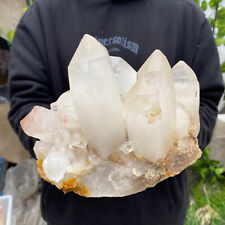 8.3lb Large Natural Clear White Quartz Crystal Cluster Rough Healing Specimen picture