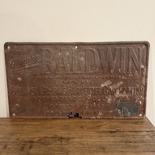 Antique Gleaner Baldwin Combine Harvester Tin Sign Patent Plate picture