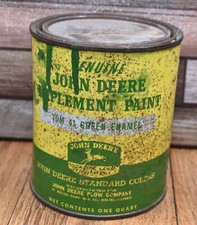 Vintage JD John Deere Farm Implement Paint Green Enamel Quart Advertising Can picture