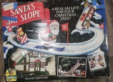 1992 Mr. Christmas Santa's Ski Slope Animated Tree Ski-Lift Complete Works Video picture