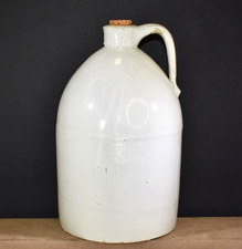 Antique Salt-Glazed Stoneware 11” Molasses Jug w/ Cork & Provenance - MUST SEE picture