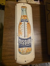 Vintage Mission of California Orange Soda Pop w Bottle Advertising Thermometer picture