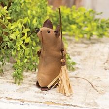 Primitive Mouse with Broom Farmhouse Fabric Doll Figure Rustic  picture