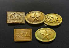 Lot of 5 Brass CSA Confederate Civil War Belt Buckles Mixed Oval & Rectangular picture