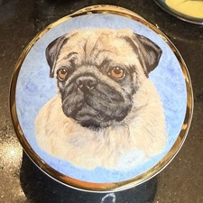 Pug Trinket Box Merry Scotland Designs Hand Painted Ceramic 3.25