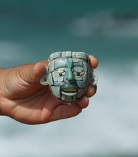Handcrafted Mayan Mosaic Mask pendent  Museum One of a kind made of Aventurine  picture