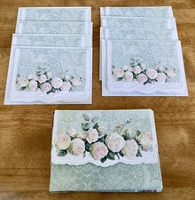 VTG CAROL’S ROSE GARDEN Embossed Die Cut Note Cards 8 Count-New/Unused picture