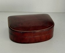Vintage Batignani Firenze Leather Jewelry Box Handmade Italy Red Velvet 1970’s picture