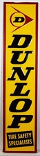 Dunlop Tires Embossed Vertical Metal Sign Self Framed 1976 - 59.5 Inches Tall picture