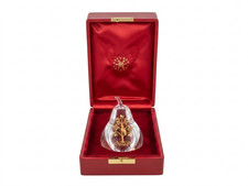 Steuben “Partridge in a Pear Tree” 18K Yellow Gold and Crystal Sculpture P-16554 picture