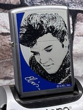 Vintage 2000 Elvis In Sweater Satin Chrome Lighter New In Tin picture
