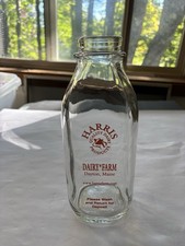 Harris Dairy Farm Dayton Maine Glass Milk Bottle 1 quart picture