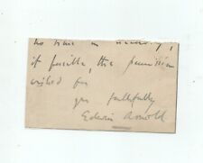 card signed by poet Sir Edwin Arnold 1832-1904: Deccan College The Light of Asia picture
