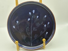 Wellfleet Pottery Blue Floral Round Art Pottery Plate / Trinket Dish MPN 07229 picture