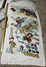 Vintage 70s beach towel Youth Mod Swingers Do Your Own Thing USA 100% Cotton picture