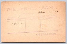 K61/ Springville New York Postcard c1896 The Farmers Bank Postal 295 picture